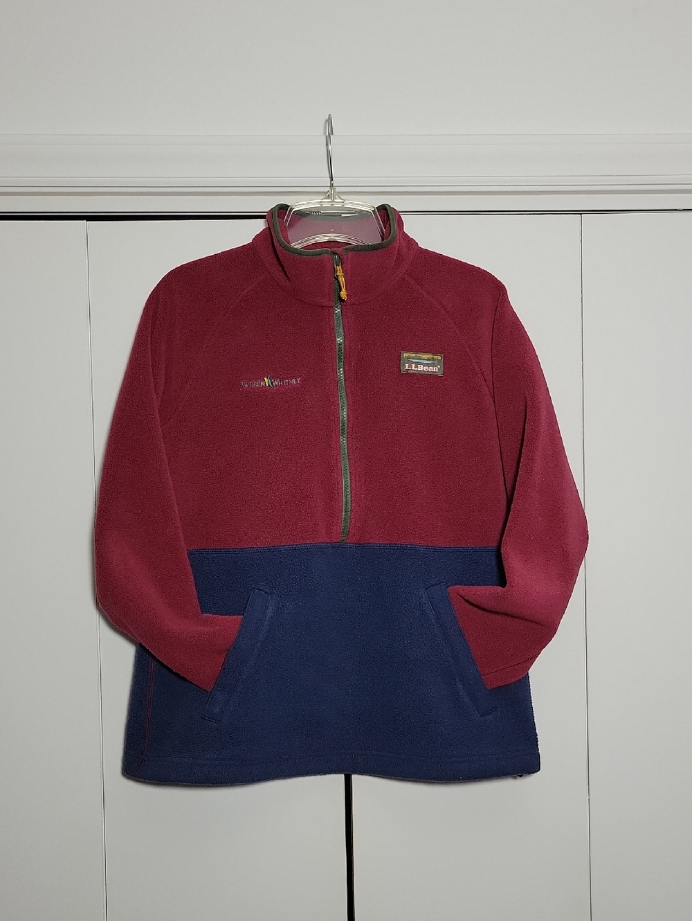 L.L. Bean Women's Two-Tone Fleece Pullover - Burgundy & Navy
